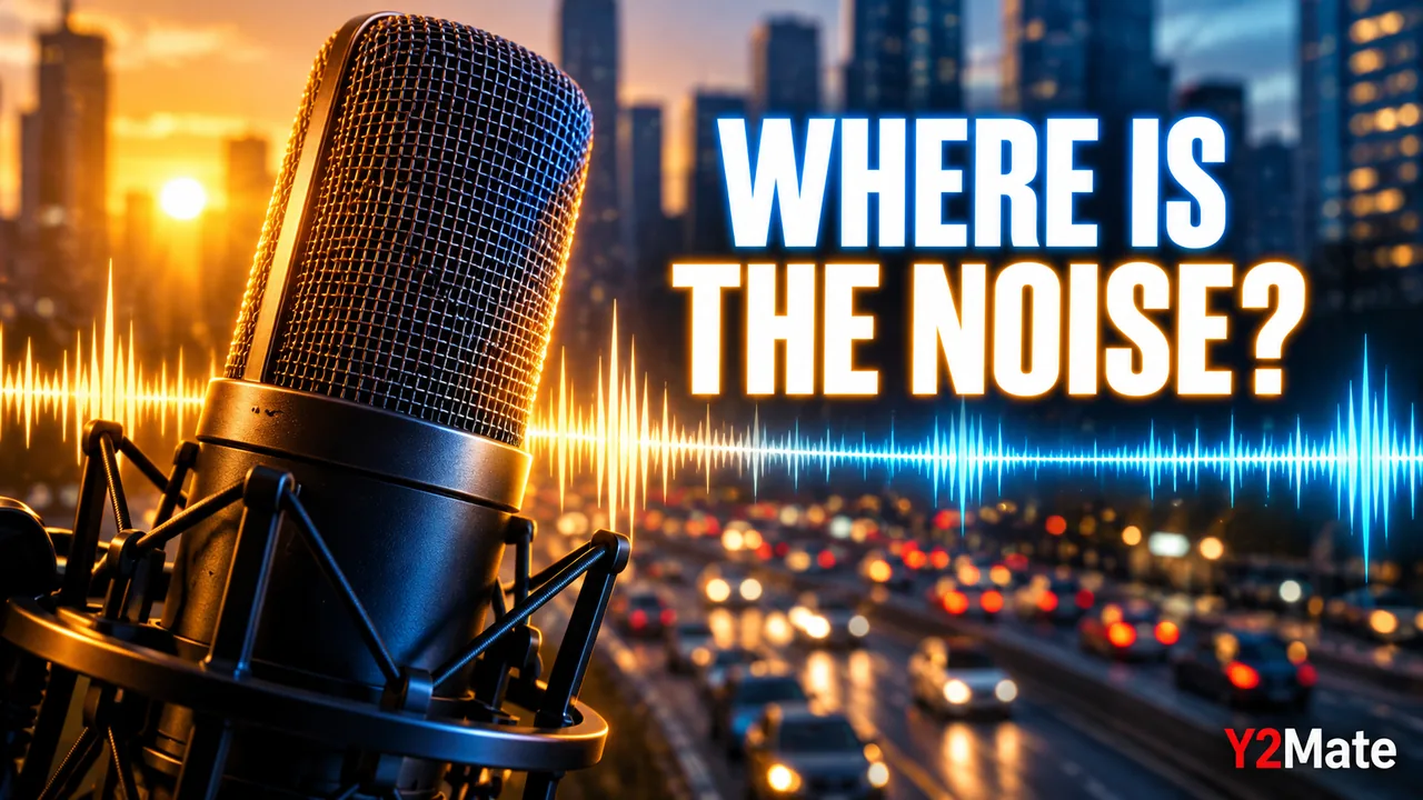 Microphone with city traffic behind it illustrating source noise