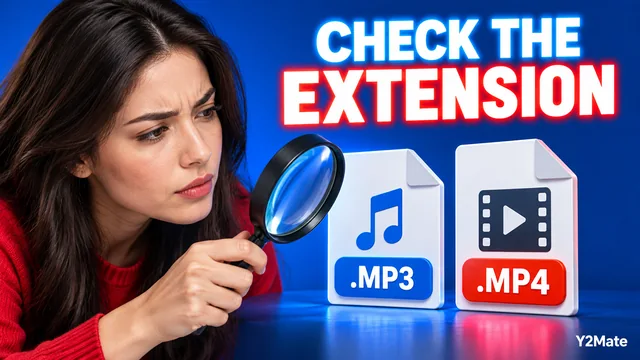 Media filename labels under a magnifier illustrating file extension checks